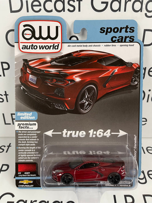 AUTO WORLD 2020 Chevrolet Corvette Sports Car Long Beach Red 1:64 Diecast