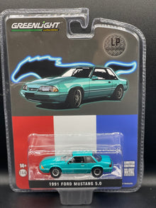 GREENLIGHT 1991 Ford Mustang 5.0 LX Calypso LP Exclusive 1:64 Diecast Promo