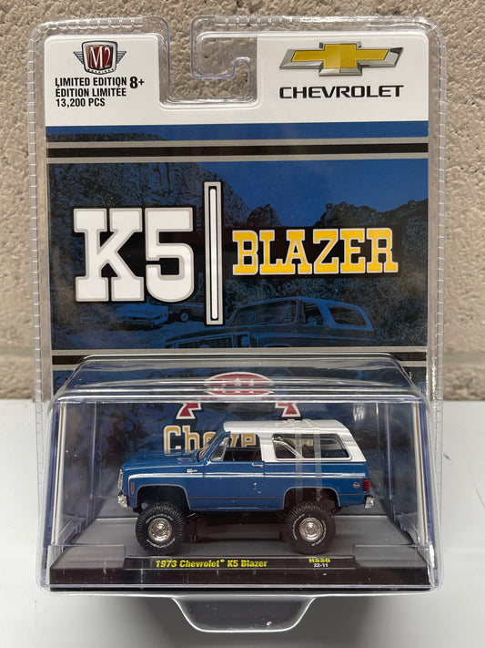 M2 Machines 1973 Chevrolet K5 Blazer Blue Lifted 1:64 Diecast