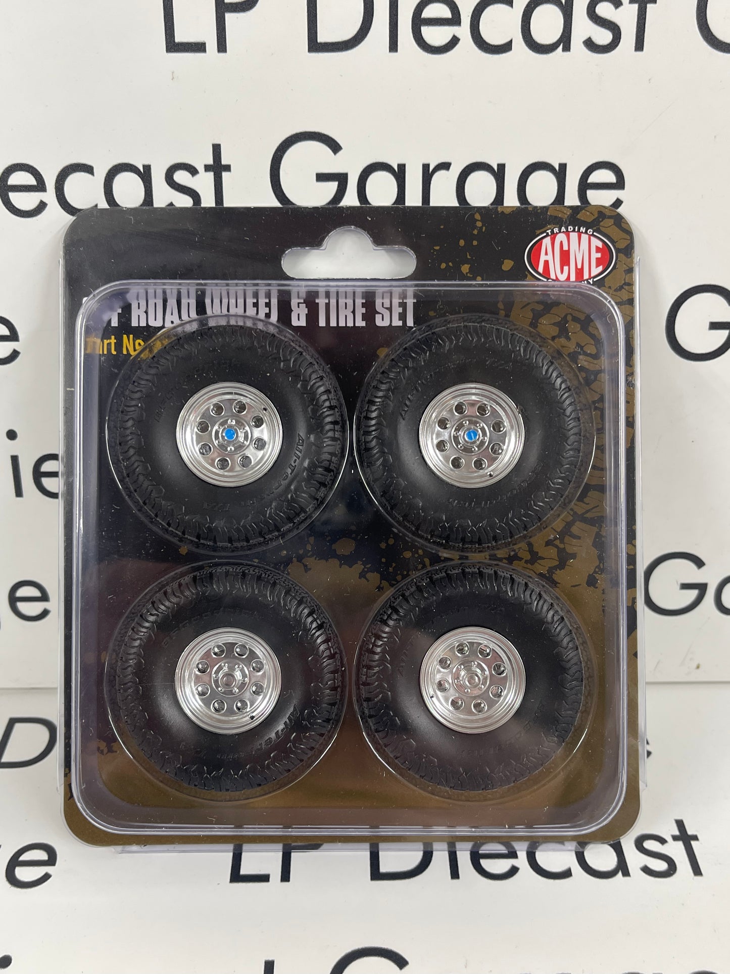 ACME Classic Offroad Wheel & Tire Set Polished Aluminum 1:18 Scale for Diecast Trucks A1807213W